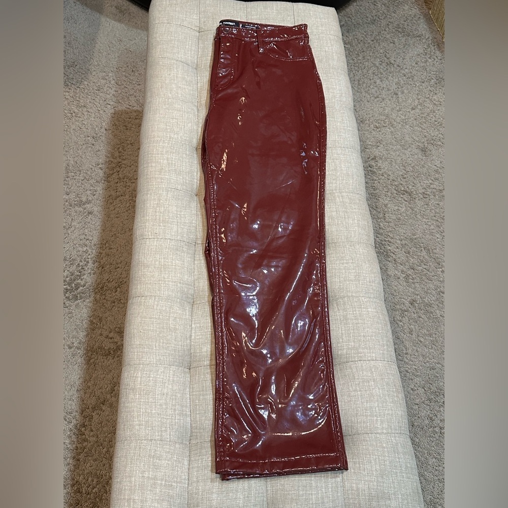 Social Tourist Faux Leather Deep Red Pants - WOMEN’S SIZE 16R (33W) - NWOT - Picture 9 of 13